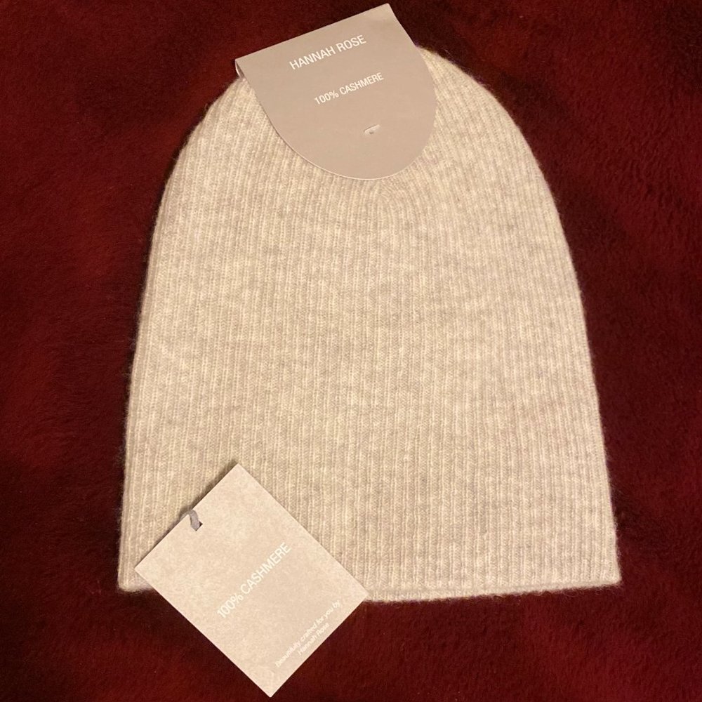 HANNAH ROSE - CASHMERE EASY RIBBED BEANIE